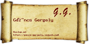 Gáncs Gergely névjegykártya